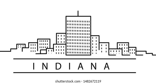 Indiana city line icon. Element of USA states illustration icons. Signs, symbols can be used for web, logo, mobile app, UI, UX