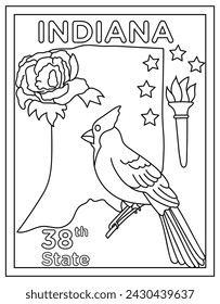 Indiana coloring page designed in hand drawn vectors 