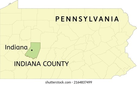 Indiana County And Borough Of Indiana Location On Pennsylvania State Map