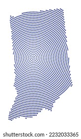 Indiana dotted map. Digital style shape of Indiana. Tech icon of the US state with graduated dots. Neat vector illustration.