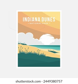 Diseño de Ilustración vectorial de póster del parque nacional Indiana Dunes