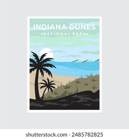 Indiana Dunes national park poster vector illustration design