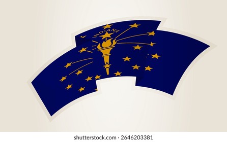 Bandeira de Indiana em forma de fita abstrata, símbolo nacional do Indiana. Este vetor é ideal para uso em eventos nacionais, Dia da Independência, competições desportivas internacionais.
