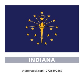Bandera de Indiana. Banderas del Estado americano en colores y proporciones oficiales