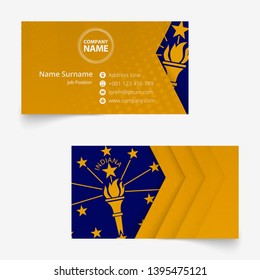 Indiana Flag Business Card, standard size (90x50 mm) business card template with bleed under the clipping mask.