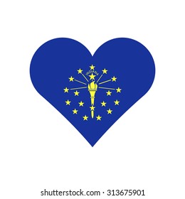 Indiana flag heart . Love to country and state. Vector illustration EPS8