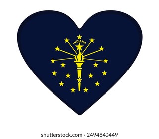 Indiana flag heart shaped. vector