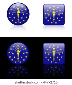 Indiana Flag Icon on Internet Button Original Vector Illustration AI8 Compatible