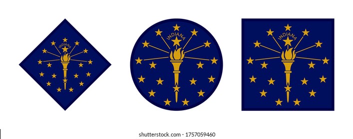 indiana flag icon set, isolated on white background