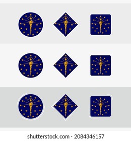 Indiana flag icons set, vector flag of Indiana. Three versions of icon.