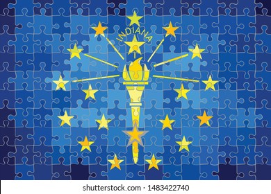 Indiana flag made of puzzle background - Illustration