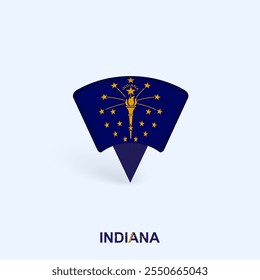 Indiana Flag Map Pointer Design with Shadow. Vector illustrator.