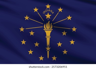 Indiana flag official colors and proportion digital vector illustration. Pleated flag.