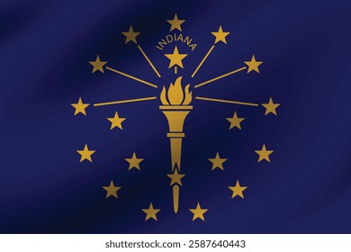 Indiana flag official colors and proportion digital vector illustration. Waving flag.