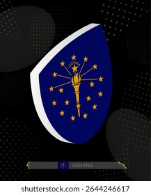 Indiana Flag Shield icon in 3D on Dark Modern Abstract Rugby Background. Perfect for sports events, heritage themes, national celebrations, and patriotic designs.