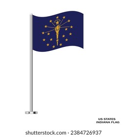 Indiana-Flagge. Indiana-Tischfahne auf weißem Hintergrund. Indiana US-Bundesstaat. USA Indiana Vektorgrafik-Flagge.