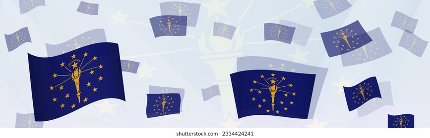 Indiana flag-themed abstract design on a banner. Abstract background design with National flags. Vector illustration.