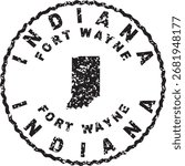Indiana Fort Wayne Round Seal Map Design