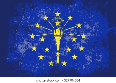 Indiana grunge,scratch,old style state flag.