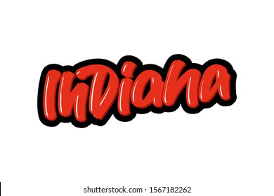 Indiana hand drawn modern brush lettering text. Vector illustration logo for print and advertising