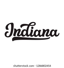 Indiana. Hand drawn US state name isolated on white background. Modern calligraphy for posters, cards, t shirts, souvenirs, stickers. Vector lettering typography