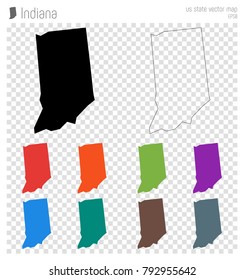 Indiana high detailed map. Isolated black US state outline. Vector illustration.