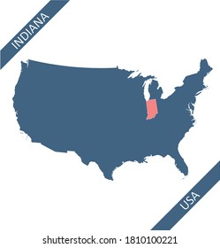 Indiana Highlighted On USA Map