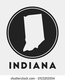 Indiana icon. Round logo with US state map and title. Stylish Indiana badge with map. Vector illustration.