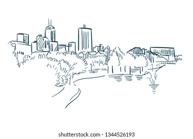 Indiana Indianapolis vector sketch line usa landscape hand drawn 
