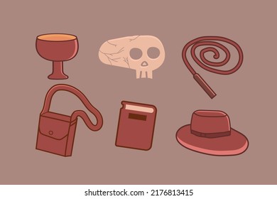 indiana jones icons design vector modern illustration