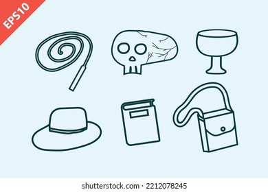 indiana jones icons design vector flat modern isolated illustration