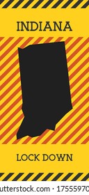 Indiana Lock Down Sign. Yellow us state pandemic danger icon. Vector illustration.