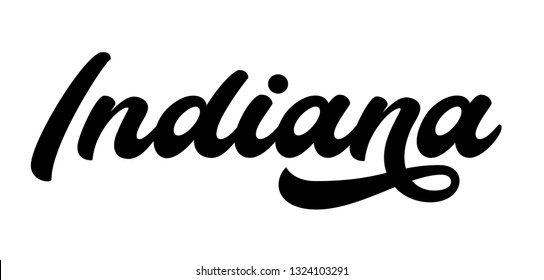 Indiana logo. Hand Lettering. Vector illustration. Modern Calligraphy On White Background.