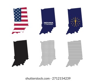 Landkarte von Indiana. Landkarte des amerikanischen Bundesstaates Indiana in verschiedenen Ausführungen
