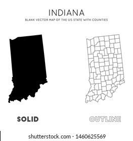 Indiana map. Blank vector map of the US State with counties. Borders of Indiana for your infographic. Vector illustration.