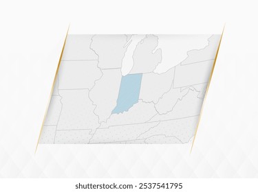 Indiana Map in Blue with Gold Framed Accents. Modern Vector Map of Indiana. Vector Illustration.