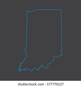 Indiana map blue outline stroke line style