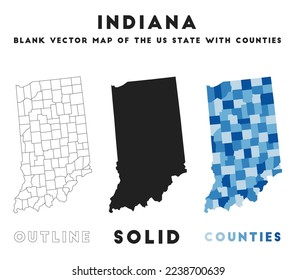 Indiana map. Borders of Indiana for your infographic. Vector us state shape. Vector illustration.