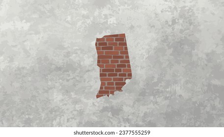 Indiana map bricks effect industrial texture wallpaper background