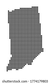 Indiana map. Map of Indiana in dotted style. Borders of the us state filled with rectangles for your design. Vector illustration.