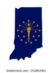 Indiana Map Flag Vector - Indiana Flag Map Vector Silhouette Original Color Isolated on White Background