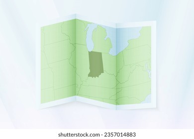 Indiana map, folded paper with Indiana map. Vector illustration.