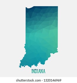 Indiana map in geometric polygonal, mosaic style.Abstract tessellation, modern design background, low poly. Geometric cover, mockup. Vector illustration.