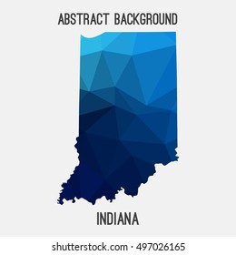 Indiana map in geometric polygonal,mosaic style.Abstract tessellation,modern design background,low poly. Vector illustration.