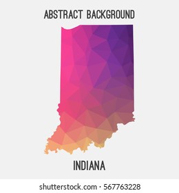 Indiana map in geometric polygonal,mosaic style.Abstract tessellation,modern design background. Vector illustration EPS8