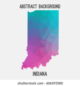 Indiana map in geometric polygonal,mosaic style.Abstract tessellation,modern design background,low poly. Vector illustration.