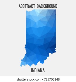 Indiana map in geometric polygonal,mosaic style.Abstract tessellation,modern design background,low poly. Vector illustration.