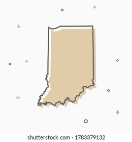 Indiana map icon Memphis style state map thin line style.  infographic icon map with small thin line geometric figures.  Vector illustration linear modern concept