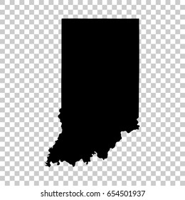 Indiana map isolated on transparent background. Black map for your design. Vector illustration, easy to edit.