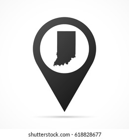 Indiana Map on location pin. Map pointer isolated on a white background.
Conceptual vector illustration.
